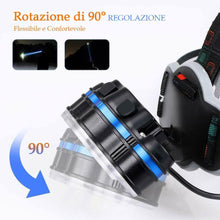 Carica l'immagine nel visualizzatore di Gallery, Torcia Frontale LED Ricaricabile 2600 mAh Impermeabile, Regolabile per sport