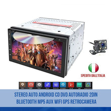 Carica l'immagine nel visualizzatore di Gallery, STEREO AUTO ANDROID CD DVD AUTORADIO 2DIN BLUETOOTH MP5 AUX WIFI GPS RETROCAMERA
