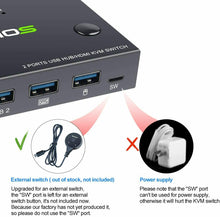 Carica l'immagine nel visualizzatore di Gallery, AIMOS Switch HDMI KVM 2 Porte USB Commutatore Supporto 4K @ 30Hz, Tasto di...
