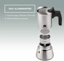 Carica l'immagine nel visualizzatore di Gallery, Groenenberg Moka 2 Tazze (100 ml) | Caffettiera Espresso Maker (Acciaio...