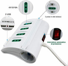 Carica l'immagine nel visualizzatore di Gallery, Extrastar Multipresa da Scrivania/Tavolo con 2 Presa 6 Prese -2 USB, Bianco