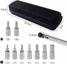 Carica l'immagine nel visualizzatore di Gallery, Set Chiave Dinamometrica Crichetto 1/4" Chiave a brugola Torx T 25 30, 1.25 Nm