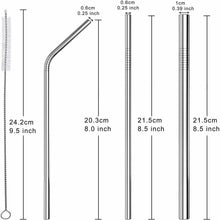Carica l'immagine nel visualizzatore di Gallery, 13 x Cannucce in Acciaio inox riutilizzabili per bevande fredde, Varie misure
