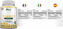 Carica l'immagine nel visualizzatore di Gallery, Vitamina D3 1000UI 365 Capsule Softgel Integratore di vitamina d3 Nu U Nutrition