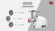 Carica l'immagine nel visualizzatore di Gallery, Tritacarne elettrico RGV Professionale con 3 trafile per Passapomodoro Grattugia