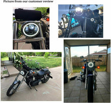 Carica l'immagine nel visualizzatore di Gallery, Faro Anteriore LED per moto, Occhio di angelo compatibile per Harley 5.75", Nero