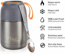 Carica l'immagine nel visualizzatore di Gallery, Scaldavivande elettrico Thermos per cibo, Capacità 450 ml, Grigio, 16 cm
