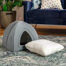 Carica l'immagine nel visualizzatore di Gallery, Bedsure Cuccia Gatto Chiusa Interno - Nicchia per Gatti Morbido 2+1 Grigio