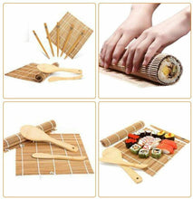 Carica l'immagine nel visualizzatore di Gallery, Kit completo per fare sushi, Set con tappetini in bambù bacchette e spatole riso