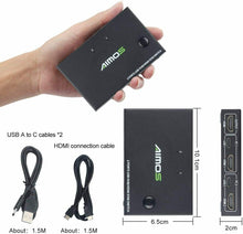 Carica l'immagine nel visualizzatore di Gallery, AIMOS Switch HDMI KVM 2 Porte USB Commutatore Supporto 4K @ 30Hz, Tasto di...