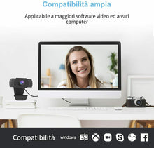 Carica l'immagine nel visualizzatore di Gallery, Webcam con microfono integrato per PC Laptop, Videochiamate studio con USB Nero