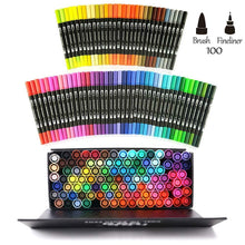 Carica l'immagine nel visualizzatore di Gallery, Houhuhu - Pennarelli a punta doppia, 100 colori, per bambini, Multicolore
