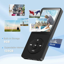 Carica l'immagine nel visualizzatore di Gallery, Lettore MP3 da 8GB, con Schermo da 1,8" + Radio FM, registratore e Auricolari
