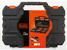 Carica l'immagine nel visualizzatore di Gallery, BLACK+DECKER, Set di Punte per forare su Muratura, Metallo e Legno, 109 pezzi