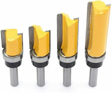 Carica l'immagine nel visualizzatore di Gallery, DingGreat 4Pcs Fresa a Taglienti Diritti per Rifilare con Cuscinetto, con codolo
