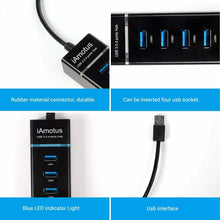 Carica l'immagine nel visualizzatore di Gallery, Hub con 4 porte USB 3.0 super speed 5 GBps, Attacco USB e USB C, Lettore dati