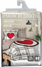 Carica l'immagine nel visualizzatore di Gallery, Copripiumino Matrimoniale con 2 federe in 100% cotone, Douceur D'Intérieur Cuore