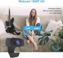 Carica l'immagine nel visualizzatore di Gallery, Webcam con microfono integrato per PC Laptop, Videochiamate studio con USB Nero