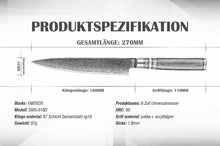 Carica l'immagine nel visualizzatore di Gallery, FANTECK Coltello 16cm Damasco da Cucina, Coltelli Da Chef