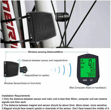 Carica l'immagine nel visualizzatore di Gallery, Computer per Bici Impermeabile con LCD Retroilluminato, Conta chilometri sensore