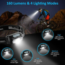 Carica l'immagine nel visualizzatore di Gallery, Lampada frontale con luce LED, Batteria integrata ricaricabile USB da 1000 mAh