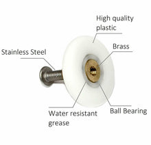 Carica l'immagine nel visualizzatore di Gallery, Rolli Cuscinetti Box Doccia Ricambio Ottone Rullo Runner 26mm Rulli HS041 8 Pz