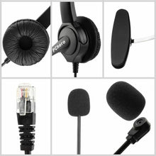 Carica l'immagine nel visualizzatore di Gallery, Cuffie Regolabili per Telefono Fisso con Spina 4-Pin RJ9 e Microfono integrato