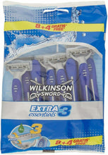 Carica l'immagine nel visualizzatore di Gallery, 12 x Rasoi usa e getta a 3 lame per Uomo, Essential Wilkinson Sword, Rasatura