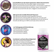 Carica l'immagine nel visualizzatore di Gallery, Cardo Mariano Capsule ad Alto Dosaggio e Vegano, 90 Capsule per 3 Mesi 500 mg