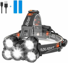 Carica l'immagine nel visualizzatore di Gallery, Torcia da testa frontale a LED ricaricabile USB impermeabile, LED 20000 lm
