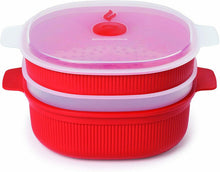 Carica l'immagine nel visualizzatore di Gallery, Vaporiera da 4 L per microonde con cestelli multipli per carne pesce e verdure