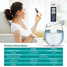 Carica l'immagine nel visualizzatore di Gallery, 2 x Tester di misurazione qualità dell'acqua PH TDS&amp;EC Temperatura, Display LCD
