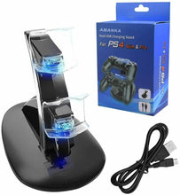 Carica l'immagine nel visualizzatore di Gallery, Base di ricarica doppia compatibile per controller dualschock PS4 con LED, Nero