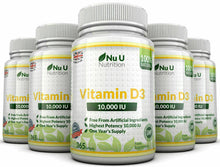 Carica l'immagine nel visualizzatore di Gallery, Vitamina D3 10.000 UI 365 Capsule Softgel Integratore di vitamina d3 nu u nutri