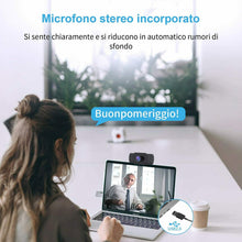 Carica l'immagine nel visualizzatore di Gallery, Webcam con microfono integrato per PC Laptop, Videochiamate studio con USB Nero