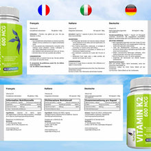 Carica l'immagine nel visualizzatore di Gallery, Vitamina K2 MK7 600mcg Alta Resistenza - A base di Natto nutrizing 90 capsule