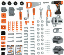 Carica l'immagine nel visualizzatore di Gallery, Tavolo da lavoro da gioco con attrezzi Smoby Black+Decker Bricolo, 91 accessori