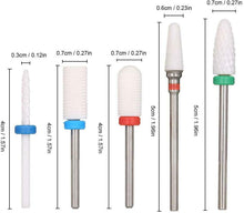 Carica l'immagine nel visualizzatore di Gallery, Punte Fresa Unghie Ceramica,Anself 5pcs Nail Drill Bits Set,Resistente Tipo 1