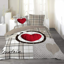 Carica l'immagine nel visualizzatore di Gallery, Copripiumino Matrimoniale con 2 federe in 100% cotone, Douceur D'Intérieur Cuore