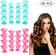 Carica l'immagine nel visualizzatore di Gallery, 40 x Bigodini in silicone morbido per capelli, Hair style, Colorati blu e rosa