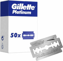 Carica l'immagine nel visualizzatore di Gallery, 50 x Lamette di ricambio per rasoio manuale di sicurezza, Gillette Platinum Plus