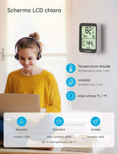 Carica l'immagine nel visualizzatore di Gallery, 2 x Termometro igrometro da interno esterno Bluetooth con app, Ampio display LCD