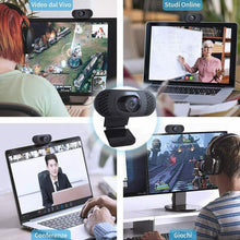 Carica l'immagine nel visualizzatore di Gallery, Webcam per laptop 1080P con microfono, Correzione automatico della luce, Nero