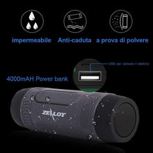 Carica l'immagine nel visualizzatore di Gallery, ZEALOT S1 Cassa Bluetooth Piccola Portatile Waterproof IPX5 Con Torcia Grigio