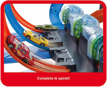 Carica l'immagine nel visualizzatore di Gallery, Gioco per bambini Pista Schianti Rotanti per Macchinine, Hot Wheels, Cavatappi