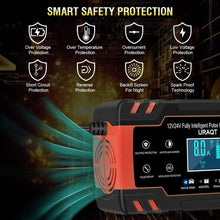 Carica l'immagine nel visualizzatore di Gallery, Caricabatterie per batterie auto da 12 e 24 V, Display LCD, Ricarica rapida 8 A