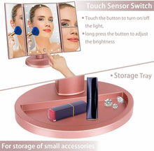 Carica l'immagine nel visualizzatore di Gallery, deweisn Specchio Trucco con 21 LEDs, di Vanity Trifold Oro Rosa