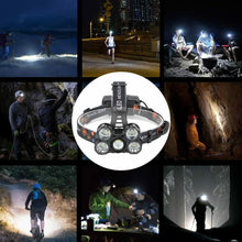 Carica l'immagine nel visualizzatore di Gallery, Torcia da testa frontale a LED ricaricabile USB impermeabile, LED 20000 lm