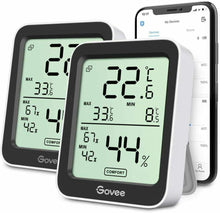 Carica l'immagine nel visualizzatore di Gallery, 2 x Termometro igrometro da interno esterno Bluetooth con app, Ampio display LCD