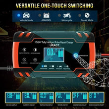 Carica l'immagine nel visualizzatore di Gallery, Caricabatterie per batterie auto da 12 e 24 V, Display LCD, Ricarica rapida 8 A